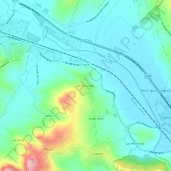 Mappa topografica San Rocchetto, altitudine, rilievo