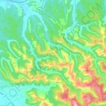 Mappa topografica Montecastello, altitudine, rilievo