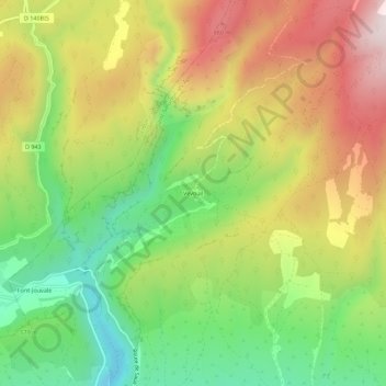 Mappa topografica Vévouil, altitudine, rilievo
