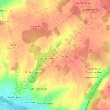 Mappa topografica Les Chauvelles, altitudine, rilievo