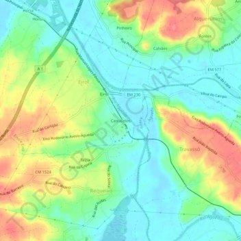 Mappa topografica Carcavelos, altitudine, rilievo