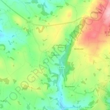 Mappa topografica La Rivière, altitudine, rilievo