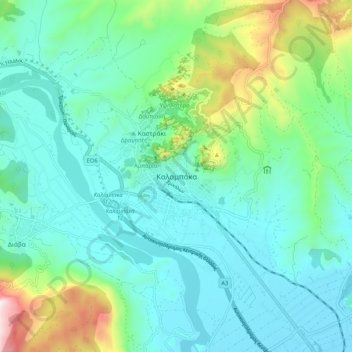 Mappa topografica Καλαμπάκα, altitudine, rilievo