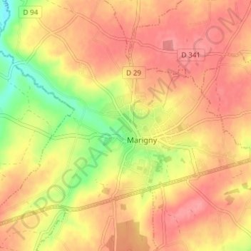 Mappa topografica L'Hôtel Acher, altitudine, rilievo