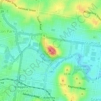 Mappa topografica Sparkes Hill, altitudine, rilievo