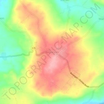 Mappa topografica Naparaan, altitudine, rilievo