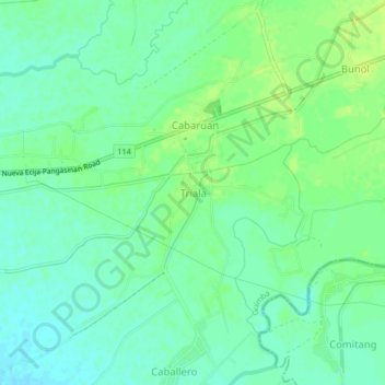 Mappa topografica Triala, altitudine, rilievo