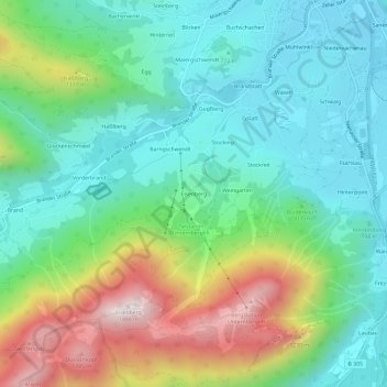Mappa topografica Eisenberg, altitudine, rilievo