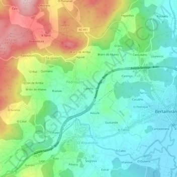 Mappa topografica Lamiño, altitudine, rilievo