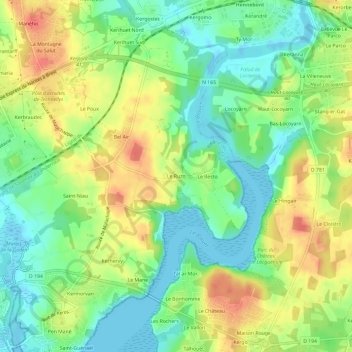 Mappa topografica Le Ruzo, altitudine, rilievo