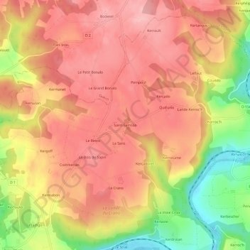 Mappa topografica Saint-Samson, altitudine, rilievo