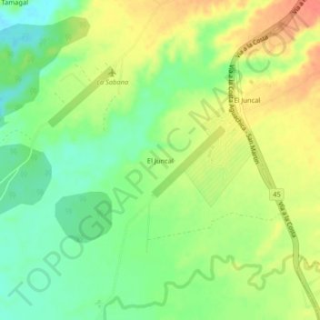 Mappa topografica El Juncal, altitudine, rilievo