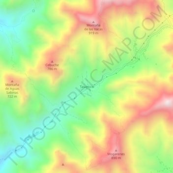 Mappa topografica Tasartico, altitudine, rilievo