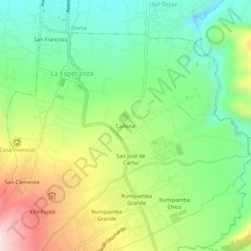 Mappa topografica Cadena, altitudine, rilievo