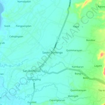 Mappa topografica Santo Domingo, altitudine, rilievo