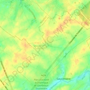Mappa topografica Baudecet, altitudine, rilievo