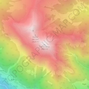 Mappa topografica Col di Lana, altitudine, rilievo