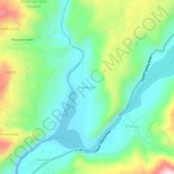 Mappa topografica Bumbagh, altitudine, rilievo
