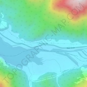 Mappa topografica Paso Nevado, altitudine, rilievo