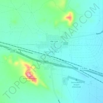 Mappa topografica Sierra Blanca, altitudine, rilievo