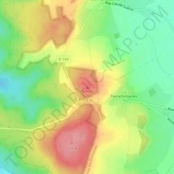 Mappa topografica Le Haut du Sec, altitudine, rilievo