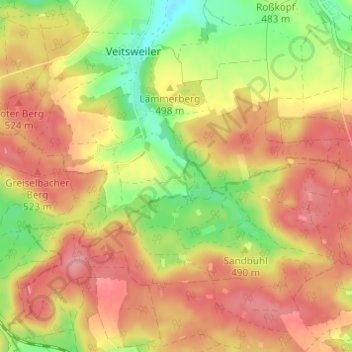 Mappa topografica Bosacker, altitudine, rilievo