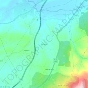 Mappa topografica Serrazina, altitudine, rilievo