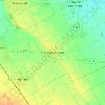 Mappa topografica Frauwüllesheim, altitudine, rilievo
