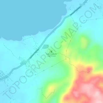 Mappa topografica Cape Bojeador Lighthouse, altitudine, rilievo