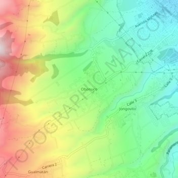 Mappa topografica Obonuco, altitudine, rilievo