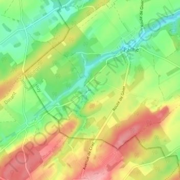 Mappa topografica Saint-Fontaine, altitudine, rilievo