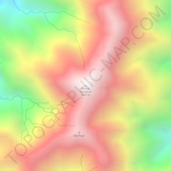 Mappa topografica Mount Nangtud, altitudine, rilievo