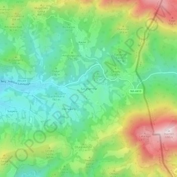 Mappa topografica Garaitarreta, altitudine, rilievo