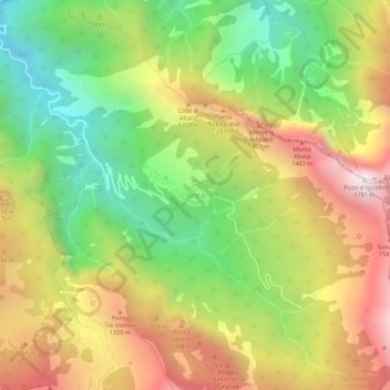 Mappa topografica Vinca, altitudine, rilievo