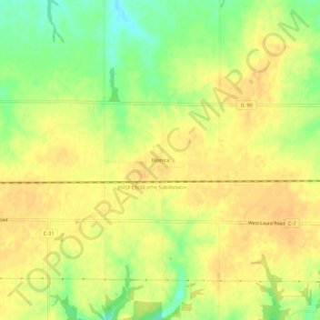 Mappa topografica Monica, altitudine, rilievo