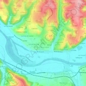 Mappa topografica Le Bru, altitudine, rilievo