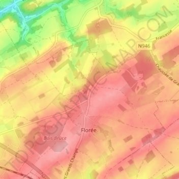 Mappa topografica Wagnée, altitudine, rilievo