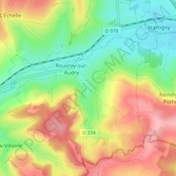 Mappa topografica Servion, altitudine, rilievo