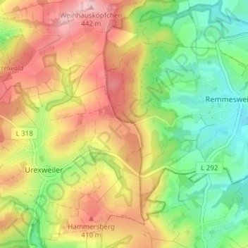 Mappa topografica Habenichts, altitudine, rilievo