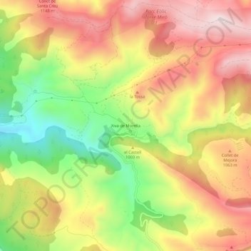 Mappa topografica Chiva de Morella, altitudine, rilievo
