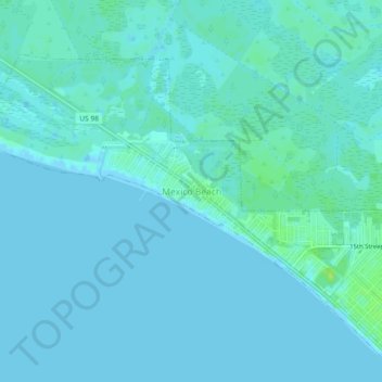 Mappa topografica Mexico Beach, altitudine, rilievo