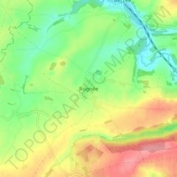 Mappa topografica Rognée, altitudine, rilievo