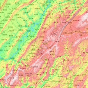Mappa topografica 石柱土家族自治县, altitudine, rilievo