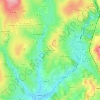 Mappa topografica Montailloux, altitudine, rilievo