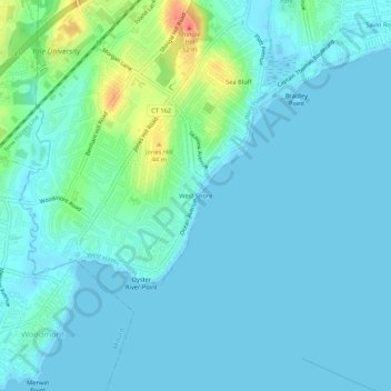 Mappa topografica West Shore, altitudine, rilievo