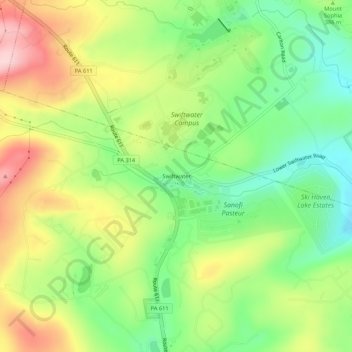 Mappa topografica Swiftwater, altitudine, rilievo