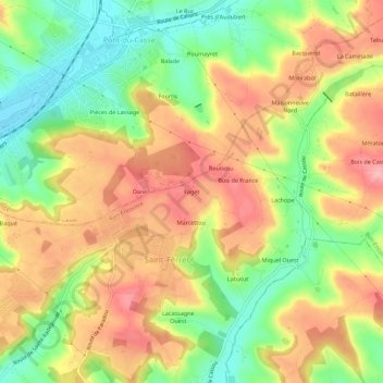 Mappa topografica Faget, altitudine, rilievo