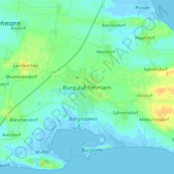 Mappa topografica Burg auf Fehmarn, altitudine, rilievo