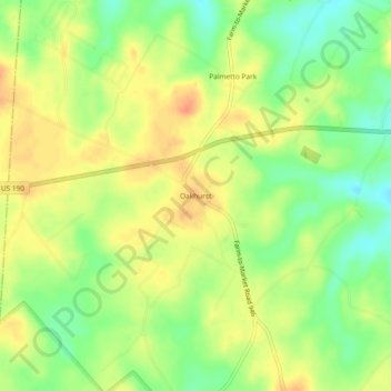 Mappa topografica Oakhurst, altitudine, rilievo