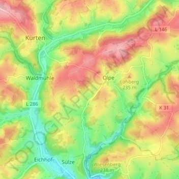Mappa topografica Maiberg, altitudine, rilievo